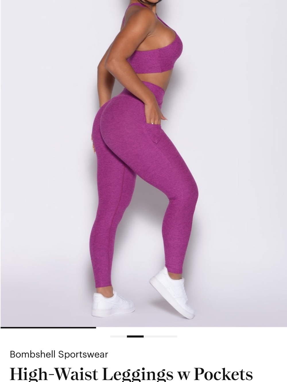 Bombshell Sportswear Magenta High-Waist Leggings with Side Pockets